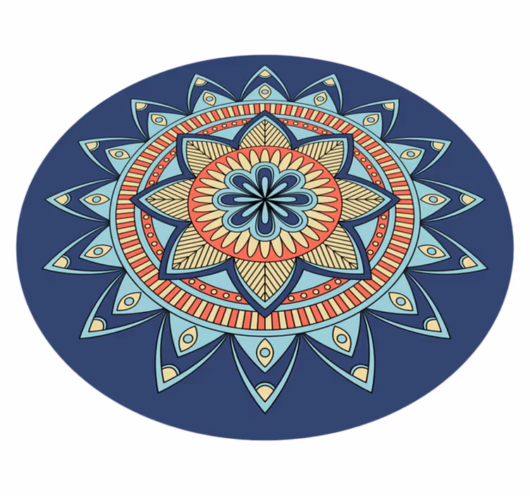 vinylový koberec mandala žiarivé modré odtiene - Tenstickers
