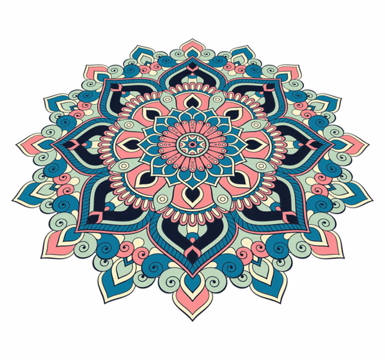 vinylový koberec mandala farebný kvetinový prvok - Tenstickers