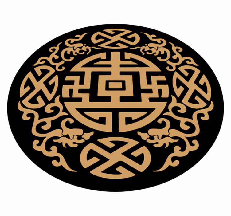 okrúhly vinylový koberec motív kultúrneho symbolu - Tenstickers