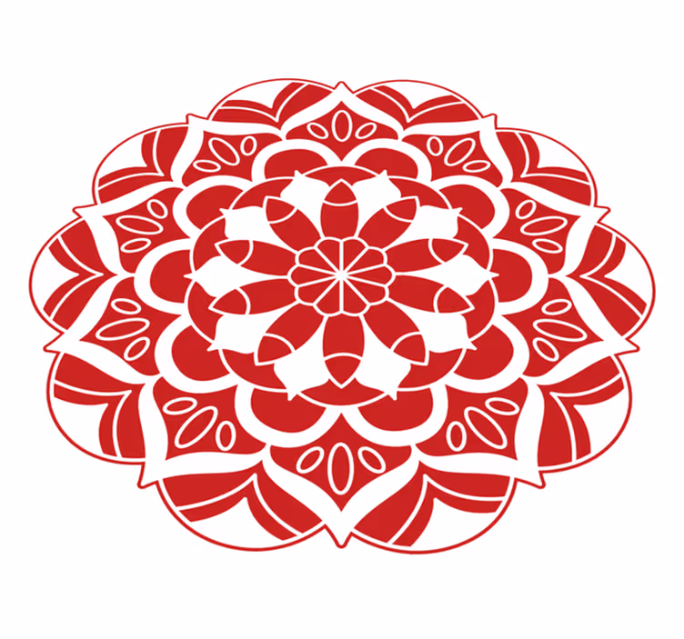 vinylový koberec mandala červený kvetinový vzor - Tenstickers