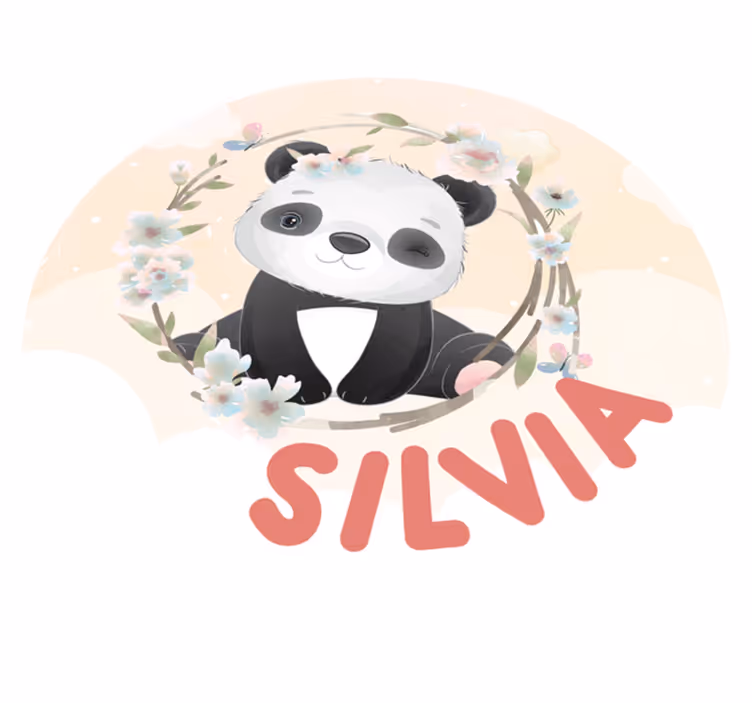 Vinylový koberec s menom roztomilá panda na obraze - Tenstickers