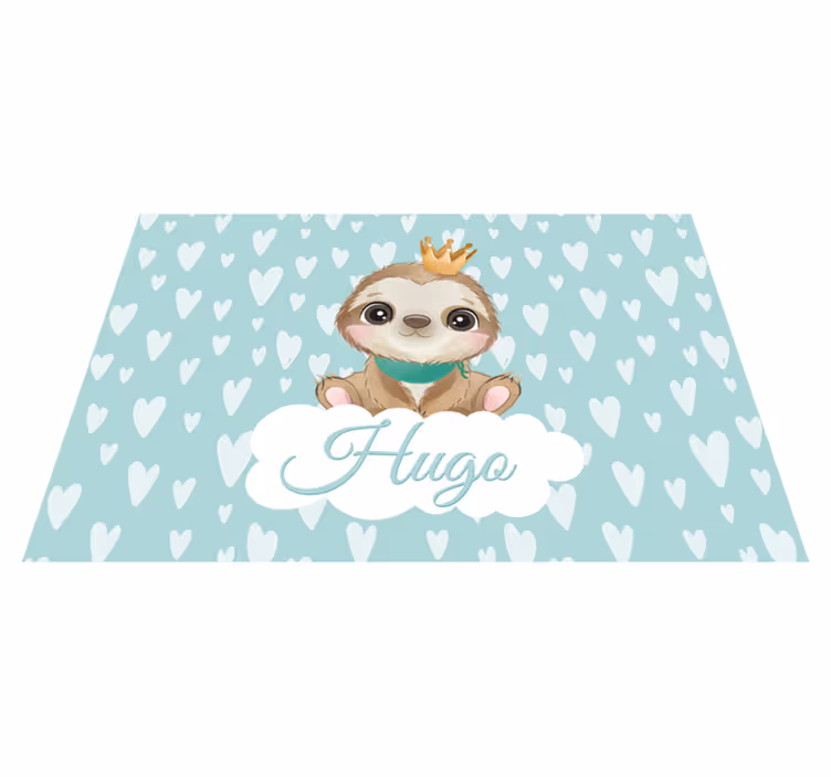 vinylový koberec pre bábätko mláďa leňochoda s menom - Tenstickers