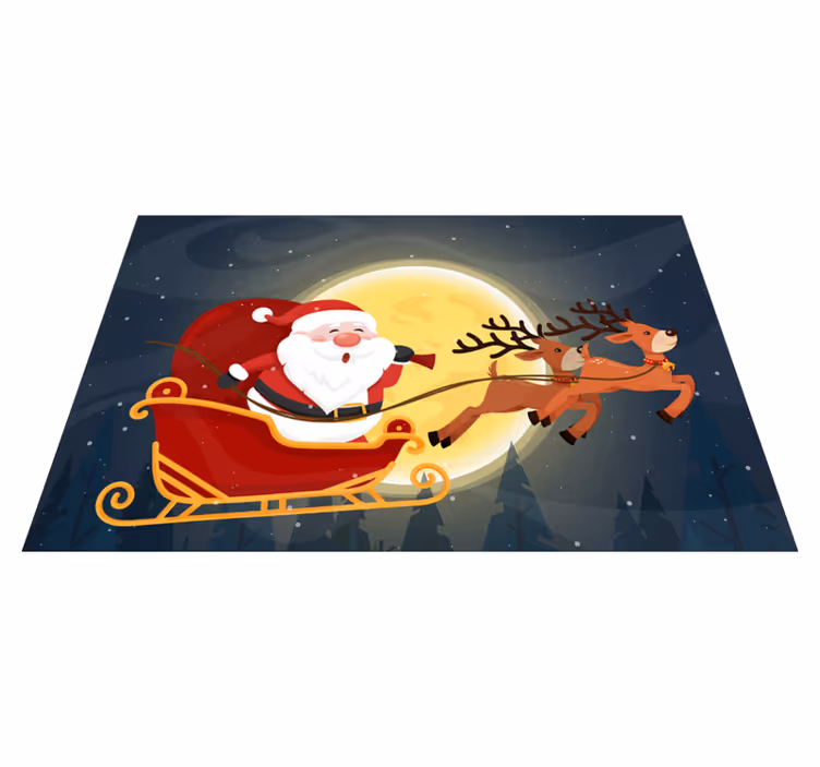 vianočný vinylový koberec jazda na saniach santa clausa - Tenstickers