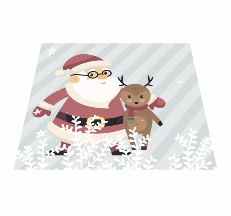 vianočný vinylový koberec santa claus a sob - Tenstickers