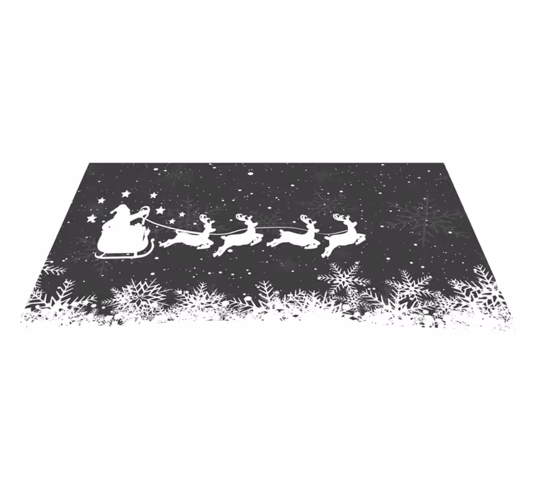 čierny a biely santa sane vianočný vinylový koberec - Tenstickers