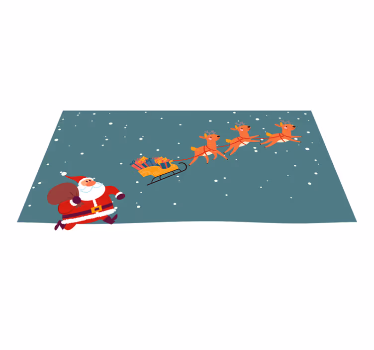 Santa stratil vianočný vinylový koberec na saniach - Tenstickers