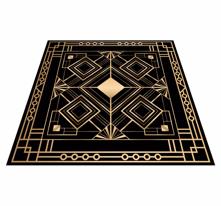 Moderné umenie čierne a zlaté deco geometrické koberce - Tenstickers