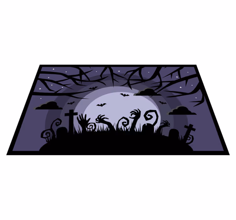 vinylový koberec halloween strašidelná scéna na cintoríne - Tenstickers