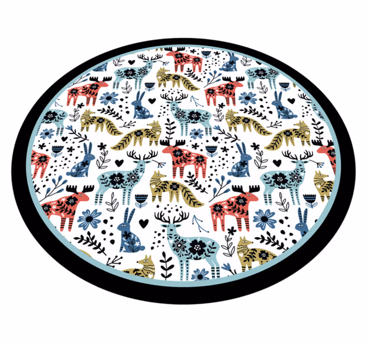 vinylový koberec pre bábätko farebné zvieracie vzory - Tenstickers