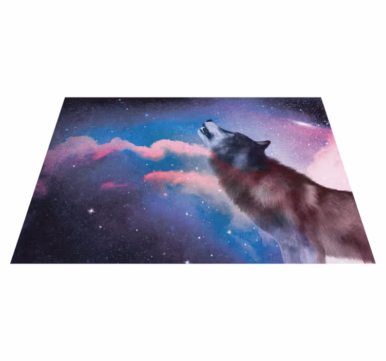 Vinylový koberec biely vlk vyjúci na hviezdy - Tenstickers