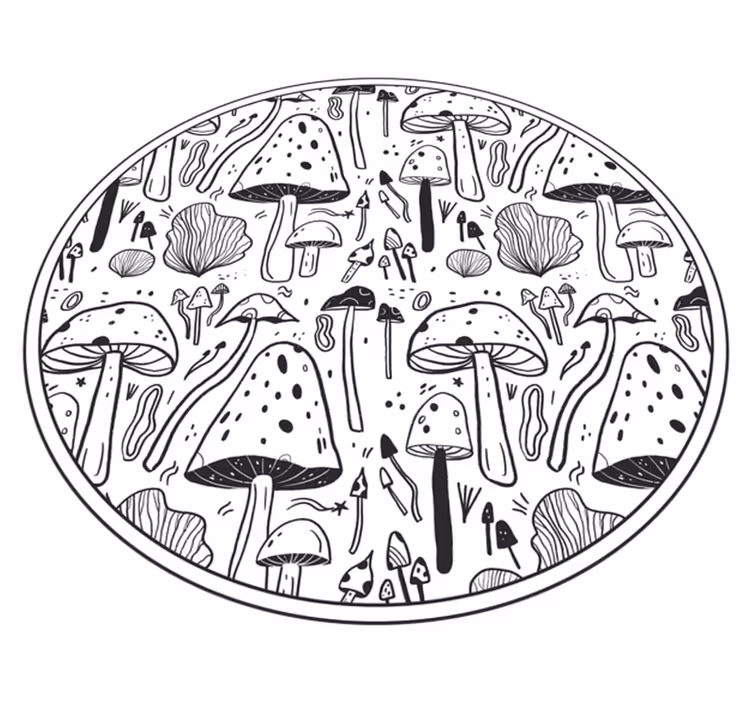 prírodný vinylový koberec čiernobiele huby - Tenstickers