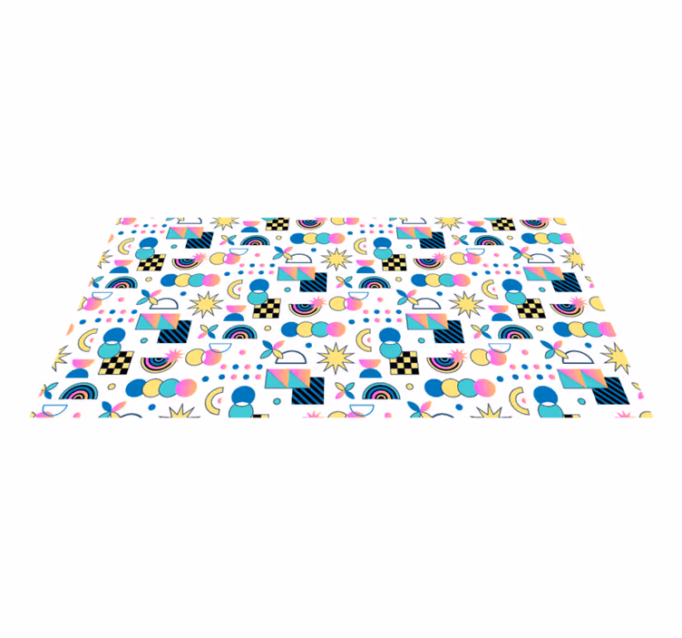 vinylový koberec s geometrickýmy tvarmi živé prvky - Tenstickers