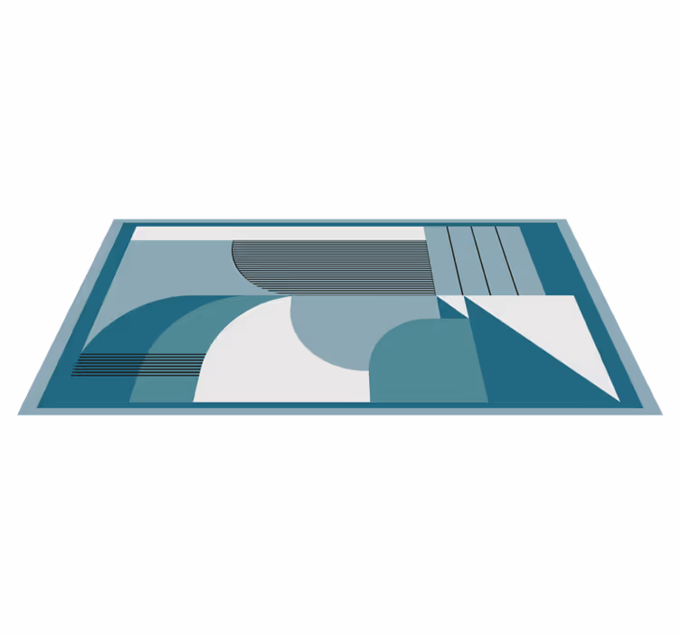 moderný vinylový koberec modré abstraktné geometrické tvary - Tenstickers