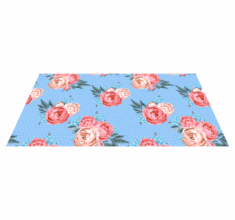 modrý vinylový koberec florálny bodkový vzor - Tenstickers