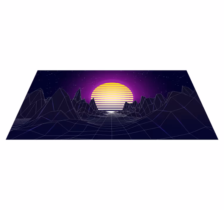 moderný vinylový koberec retro futuristická krajina - Tenstickers
