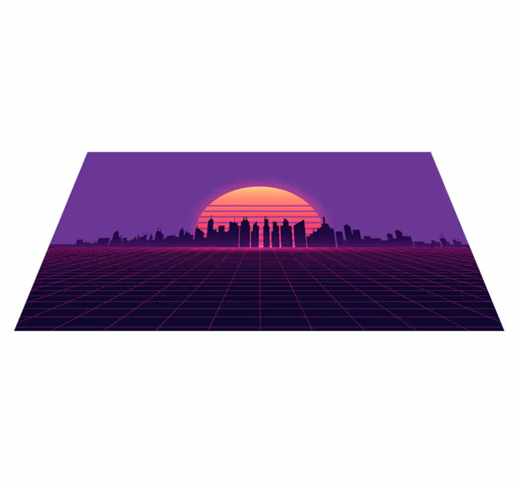 moderný vinylový koberec retro mriežka západu slnka - Tenstickers
