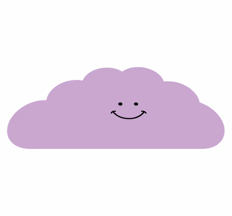 Fialový smajlík obláčik detská podložka na hranie - Tenstickers