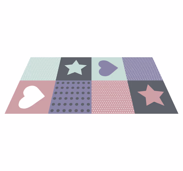 detský vinylový koberec patchwork srdce hviezda - Tenstickers
