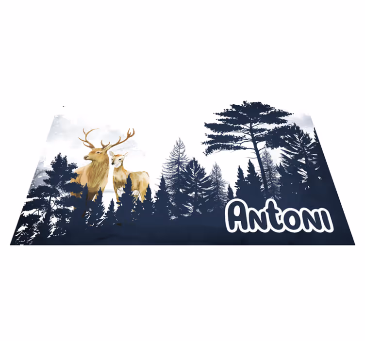 vinylový koberec s menom silueta lesnej fauny - Tenstickers