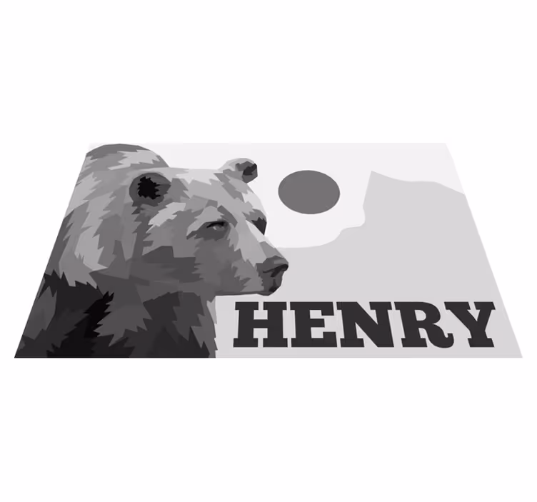 vinylový koberec s menom prispôsobiteľný medveď - Tenstickers