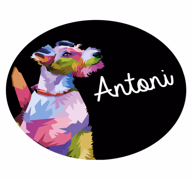vinylový koberec s menom farebný psí portrét - Tenstickers