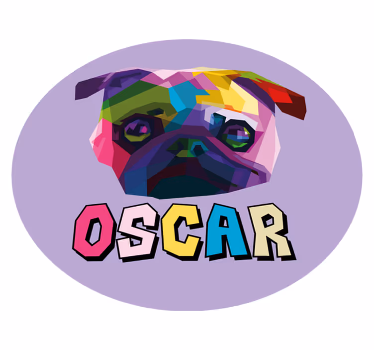 vinylový koberec s menom geometrické psie ilustrácie - Tenstickers