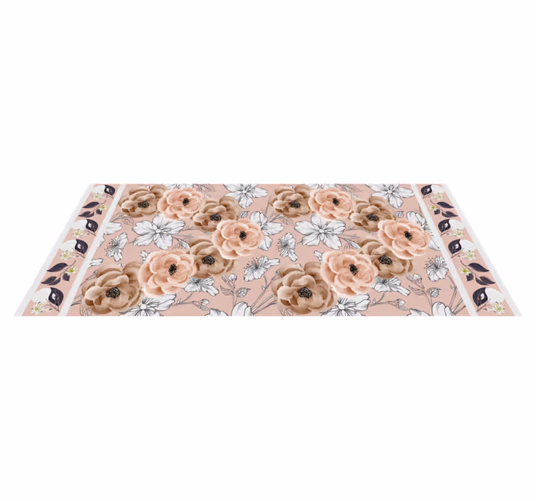 vinylový koberec s kvetmi kvetinová botanická elegancia - Tenstickers