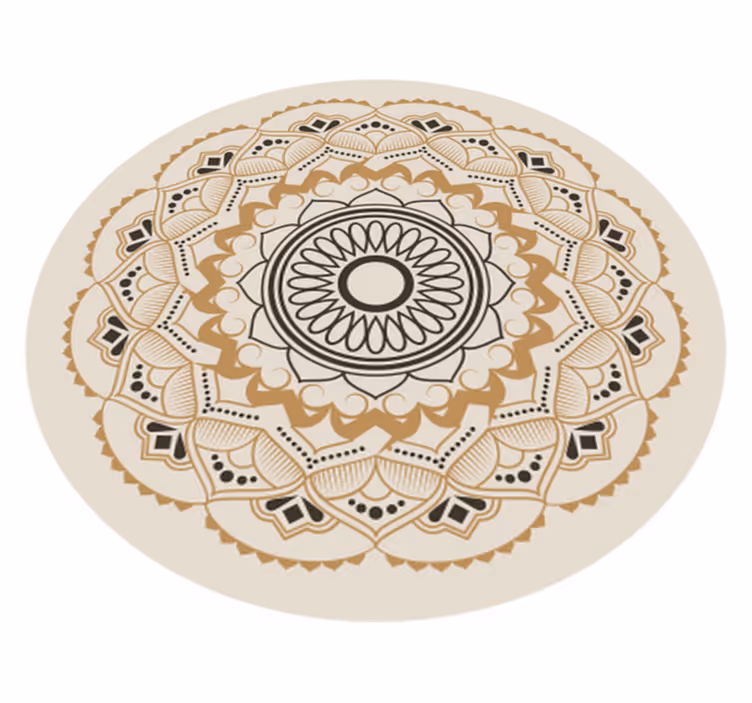 vinylový koberec s mandalou béžová mandala kruhový dizajn - Tenstickers