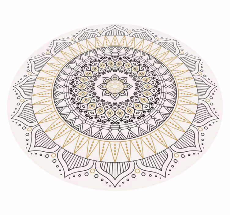 Geometrický hnedý a žltý kruhový mandala koberec - Tenstickers