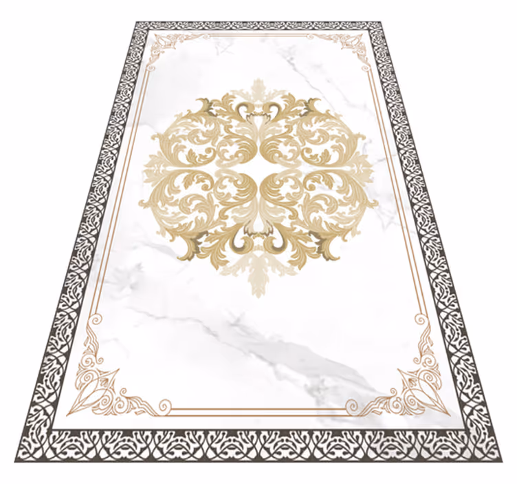 Mramorový vinylový koberec elegantný zlatý rozkvet - Tenstickers