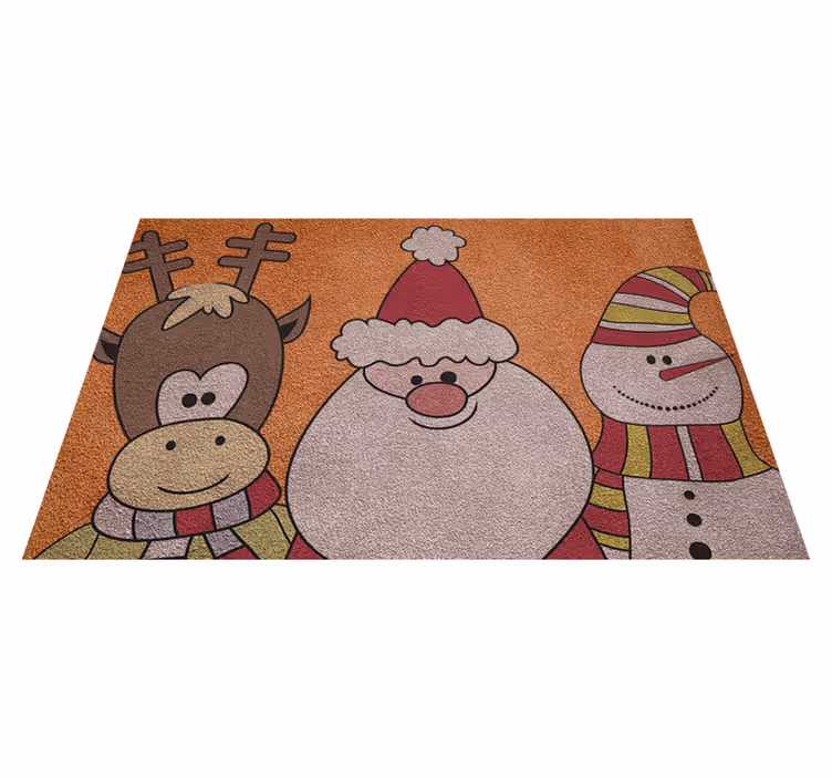 vianočný vinylový koberec snehuliak Santa a snehový muž - Tenstickers