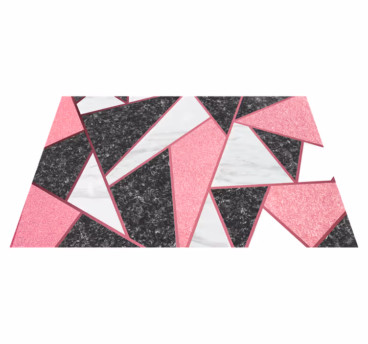 Mramorový vinylový koberec ružové a sivé geometrické tvary - Tenstickers