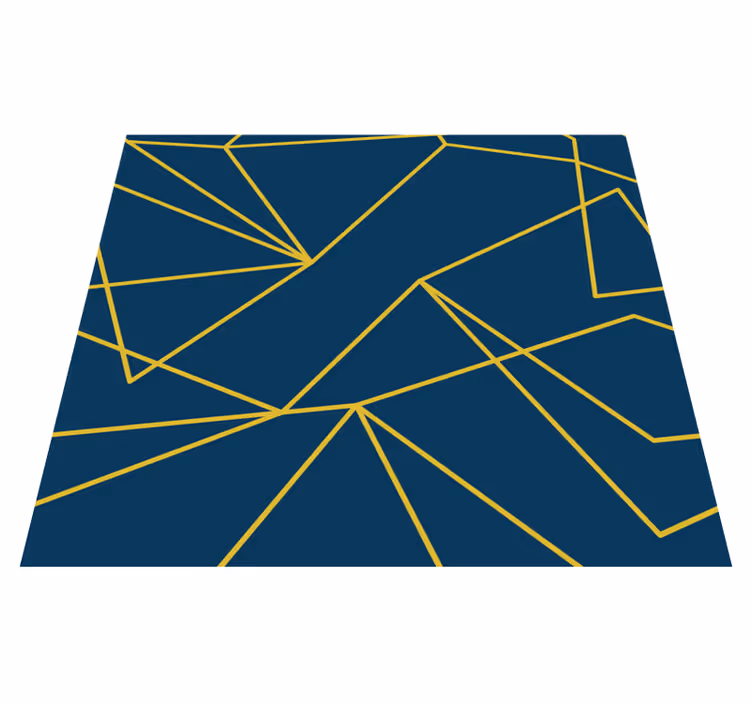 vinylový koberec modrý geometrické zlaté línie - Tenstickers