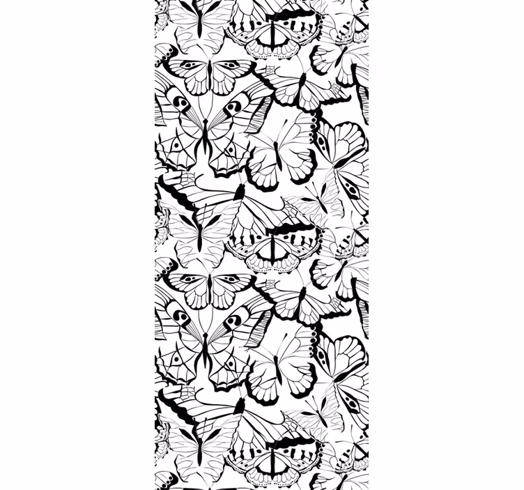 tapety na stenu motyle elegantný čiernobiely motív - Tenstickers