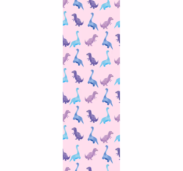 tapeta dinosaury ružový vzor detskej izby - Tenstickers