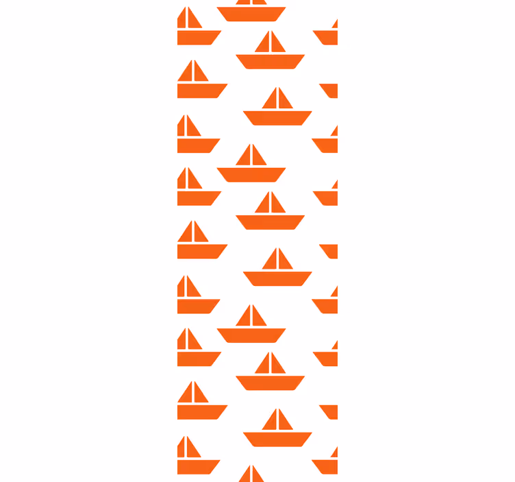tapeta do detskej izby oranžový motív plachetnice - Tenstickers