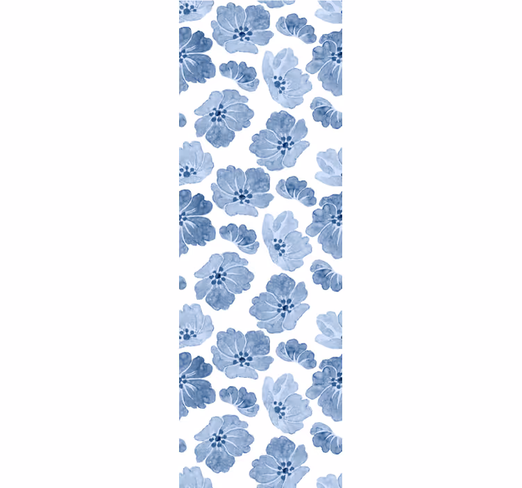tapety na stenu kvety modro-biely kvetinový vzor - Tenstickers