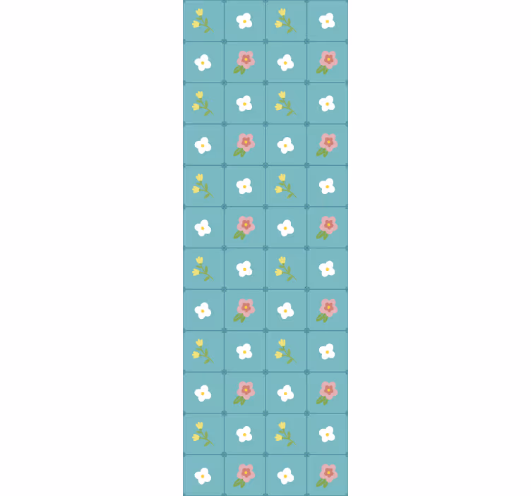 tapeta obkladačky kvitnúce modré motívy - Tenstickers