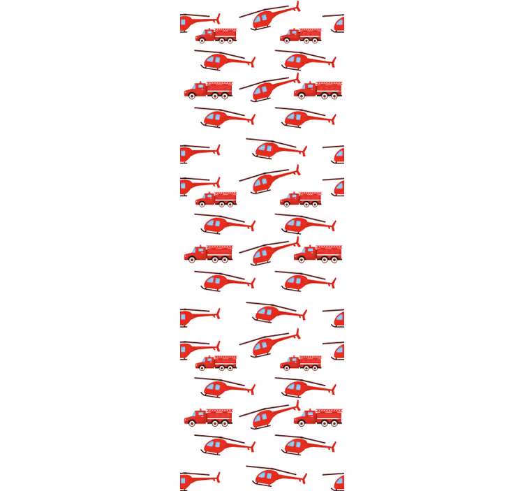 tapeta do detskej izby červená helikoptéra zábava - Tenstickers