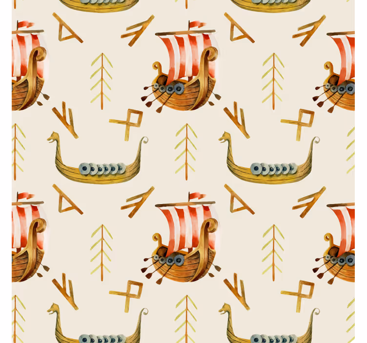 Tapety na stenu príroda vzor vikingskej lode - Tenstickers