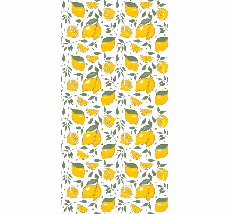 Tapeta do izby s citrónmi a krémovými kvetmi - Tenstickers