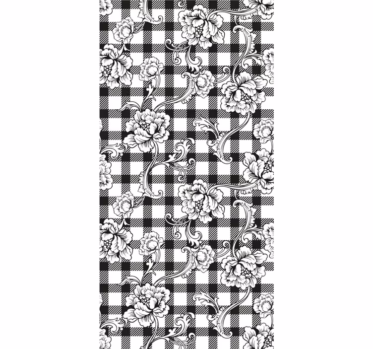 Tapety s ornamentami kvetinový kockovaný vzor - Tenstickers