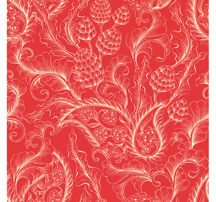 Kvetinová tapeta červená paisley ilustrácia - Tenstickers