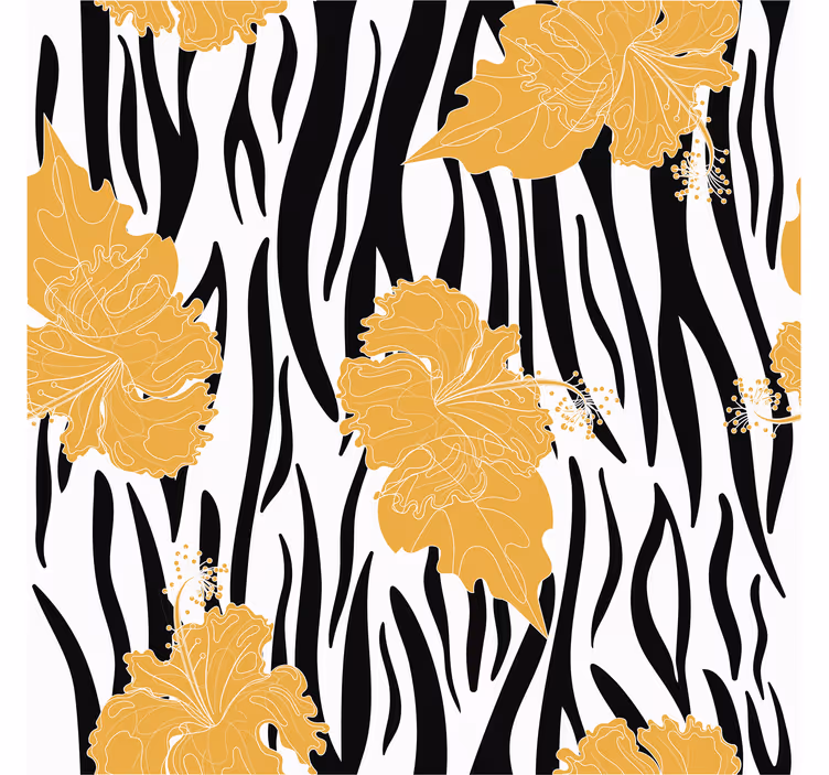 Tapeta na stenu zvierata s ornamentálnymi kvetmi na zebre - Tenstickers