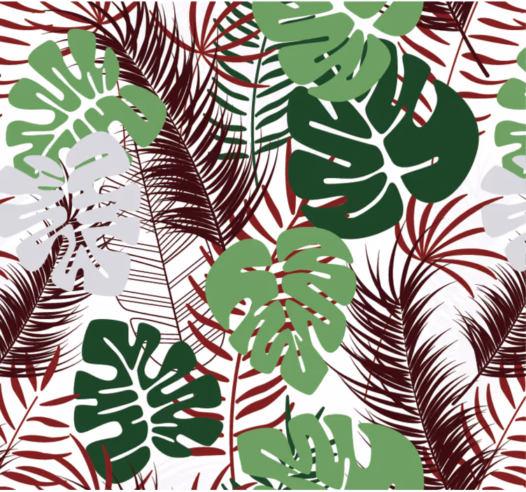 Tapety na stenu príroda monstera listy s červenými vetvami - Tenstickers