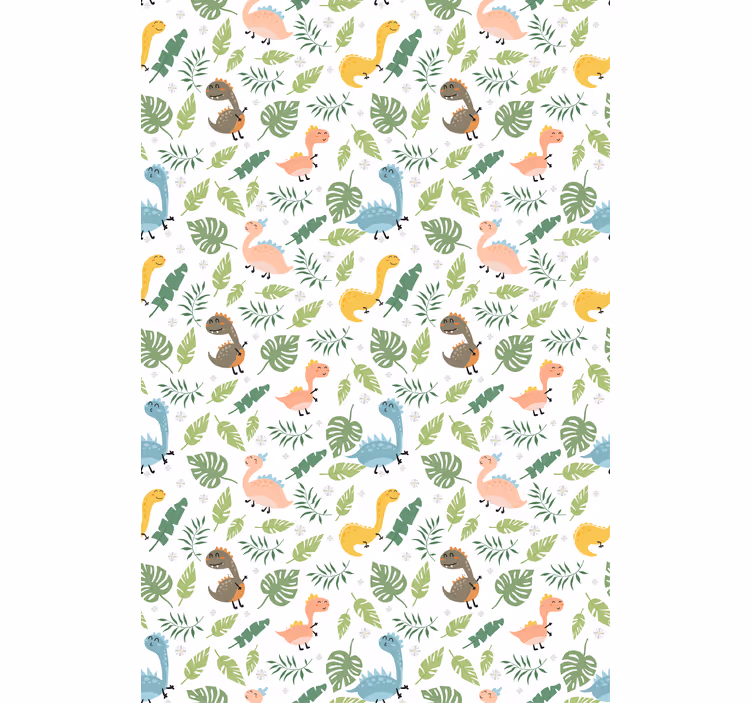 Tapeta do detskej izby s pastelovým lesom a dinosaurami - Tenstickers