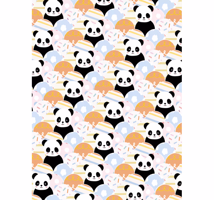 Tapeta do detskej izby s dizajnom panda v patchworku - Tenstickers