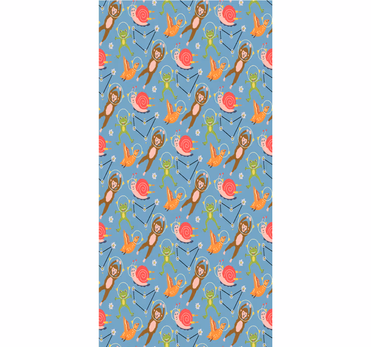 Tapeta do detskej izby farebné lesné zvieratá astronauti - Tenstickers