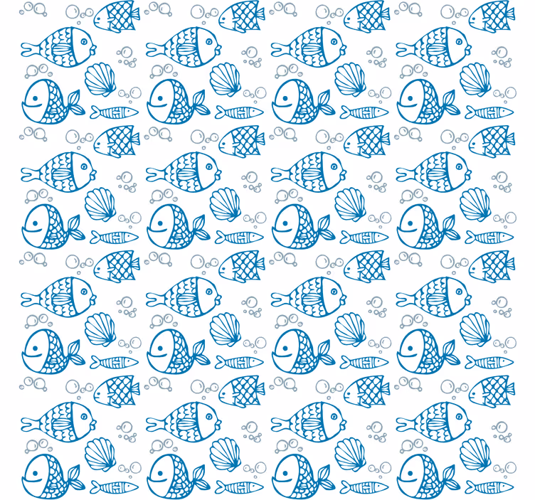 Tapeta do detskej izby modré rybičky na bielom pozadí - Tenstickers