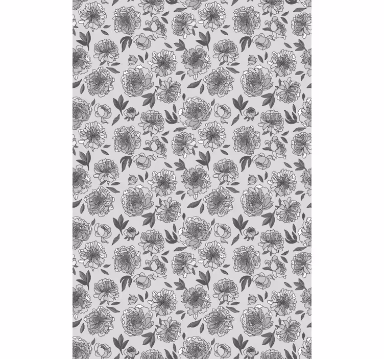 Tapeta do chodby monochromatický vzor pivonky - Tenstickers